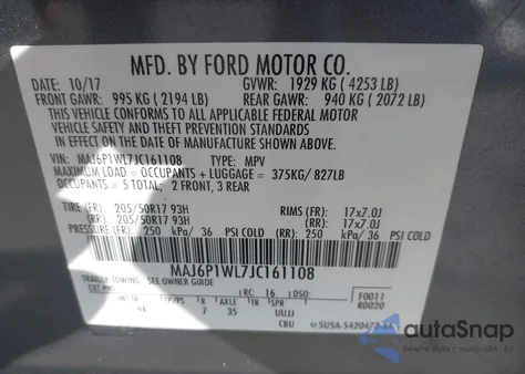 2018 Ford Ecosport Titanium из США, поврежденный, VIN MAJ6P1WL7JC161108